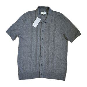 Goodfellow & Co Gray Knit Button Cardigan Sweater Short Sleeve Collared S NWT